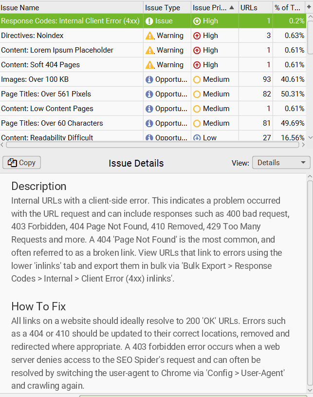 Address On-Page SEO Issues